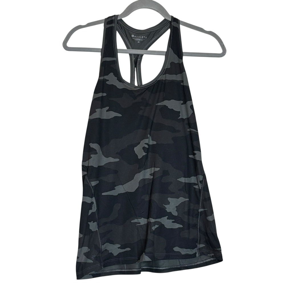 Athleta Racerback‎ Camouflage Tank Top Size M Womens Gray/black Camp Yoga